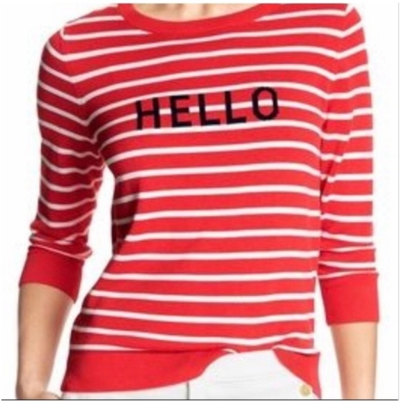 Banana Republic Red White Striped Hello Goodbye Pullover Sweater Size M - Picture 1 of 9